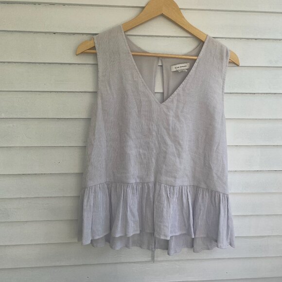 Club Monaco Tank with Open Back, Textured Cool White, Size Medium - Picture 1 of 4